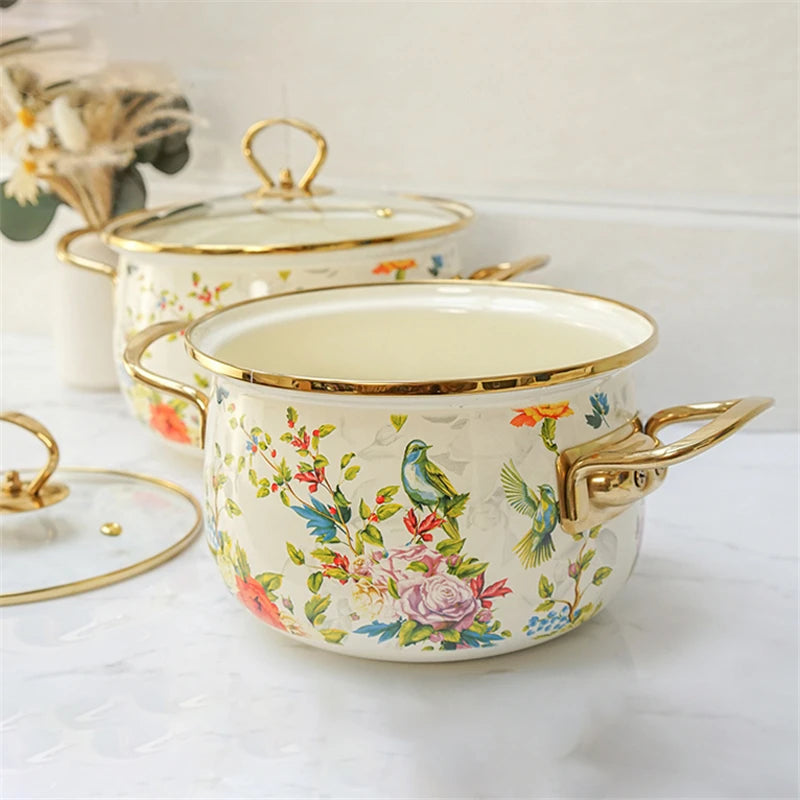 Retro Enamel Soup Pot Cookware Set