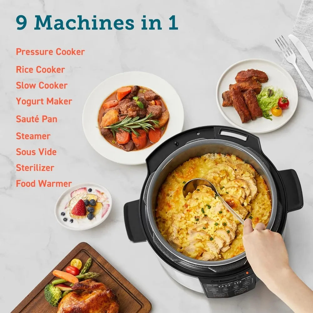 6Qt 9-in-1 Electric Slow Cooker with 13 Presets