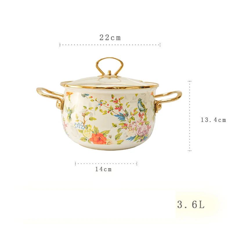 Retro Enamel Soup Pot Cookware Set