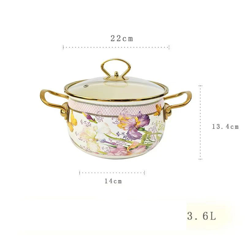 Retro Enamel Soup Pot Cookware Set
