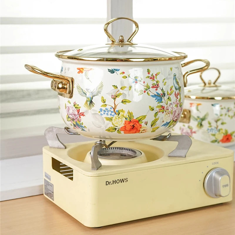 Retro Enamel Soup Pot Cookware Set