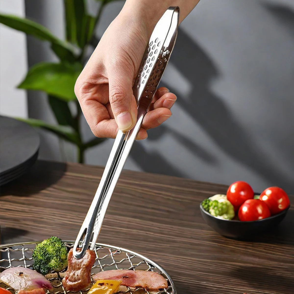 Stainless Steel Non-Slip BBQ Tongs