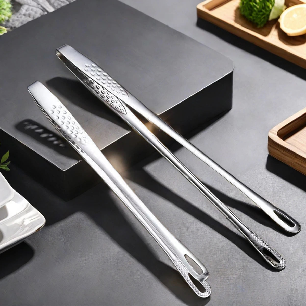 Stainless Steel Non-Slip BBQ Tongs