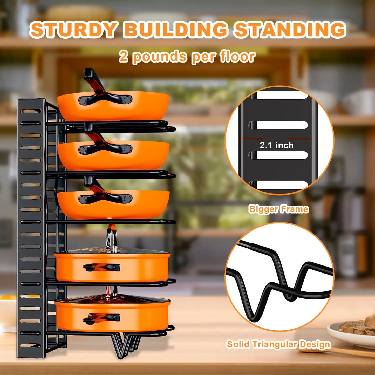 8-Tier Pot Organizer Rack for Kitchen Storage