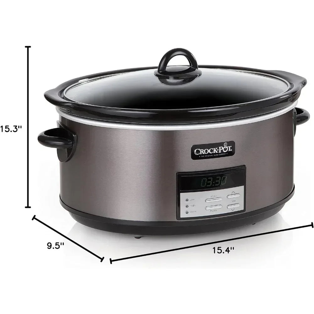 8Qt Programmable Slow Cooker with Auto Heat Black