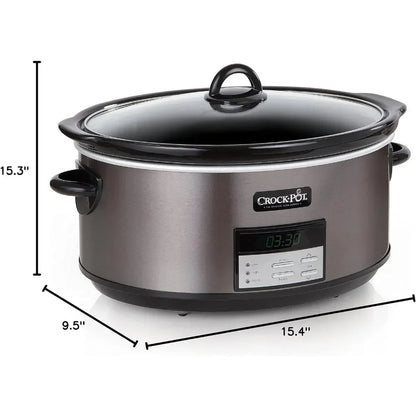 8Qt Programmable Slow Cooker with Auto Heat Black