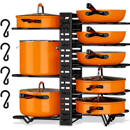8-Tier Pot Organizer Rack for Kitchen Storage