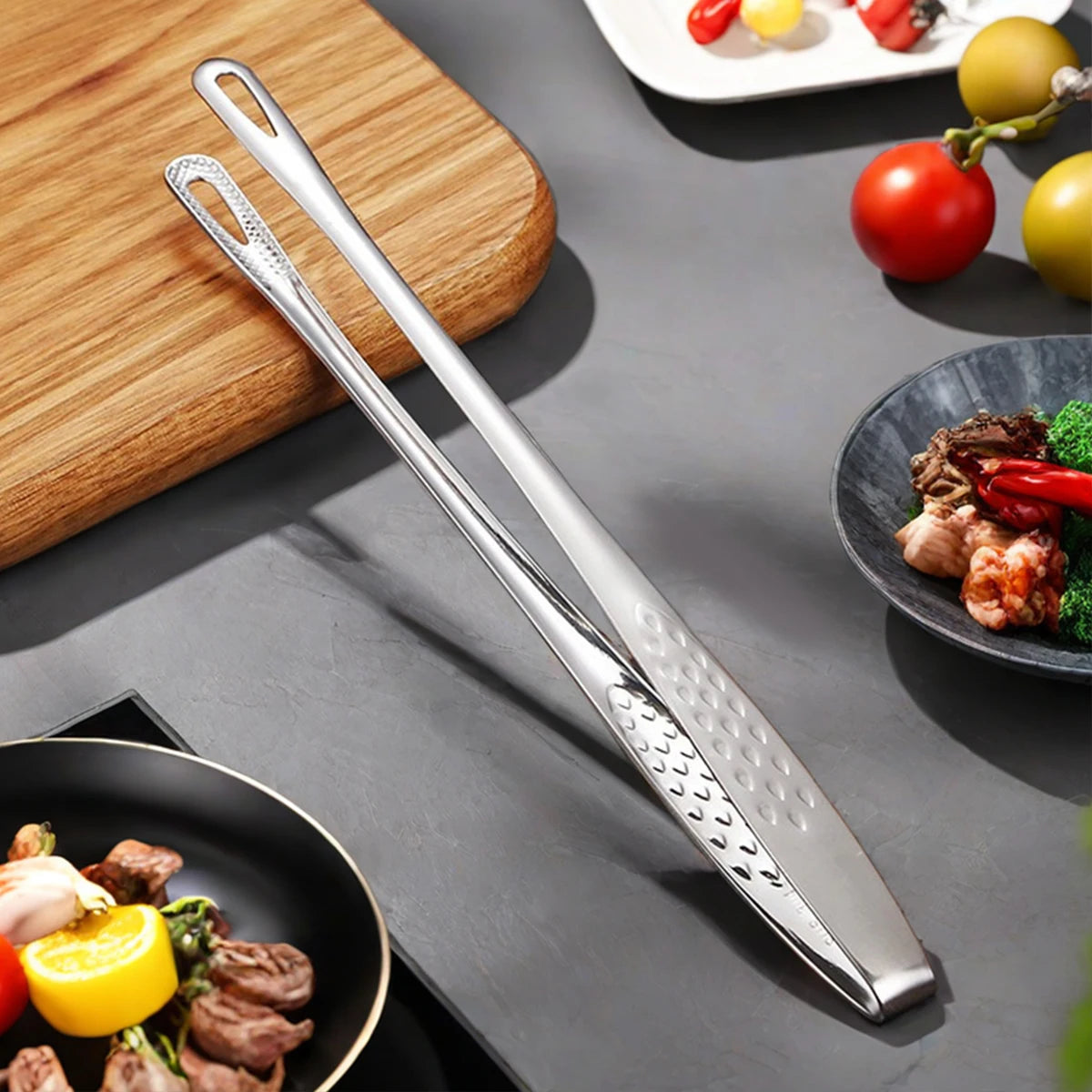 Stainless Steel Non-Slip BBQ Tongs