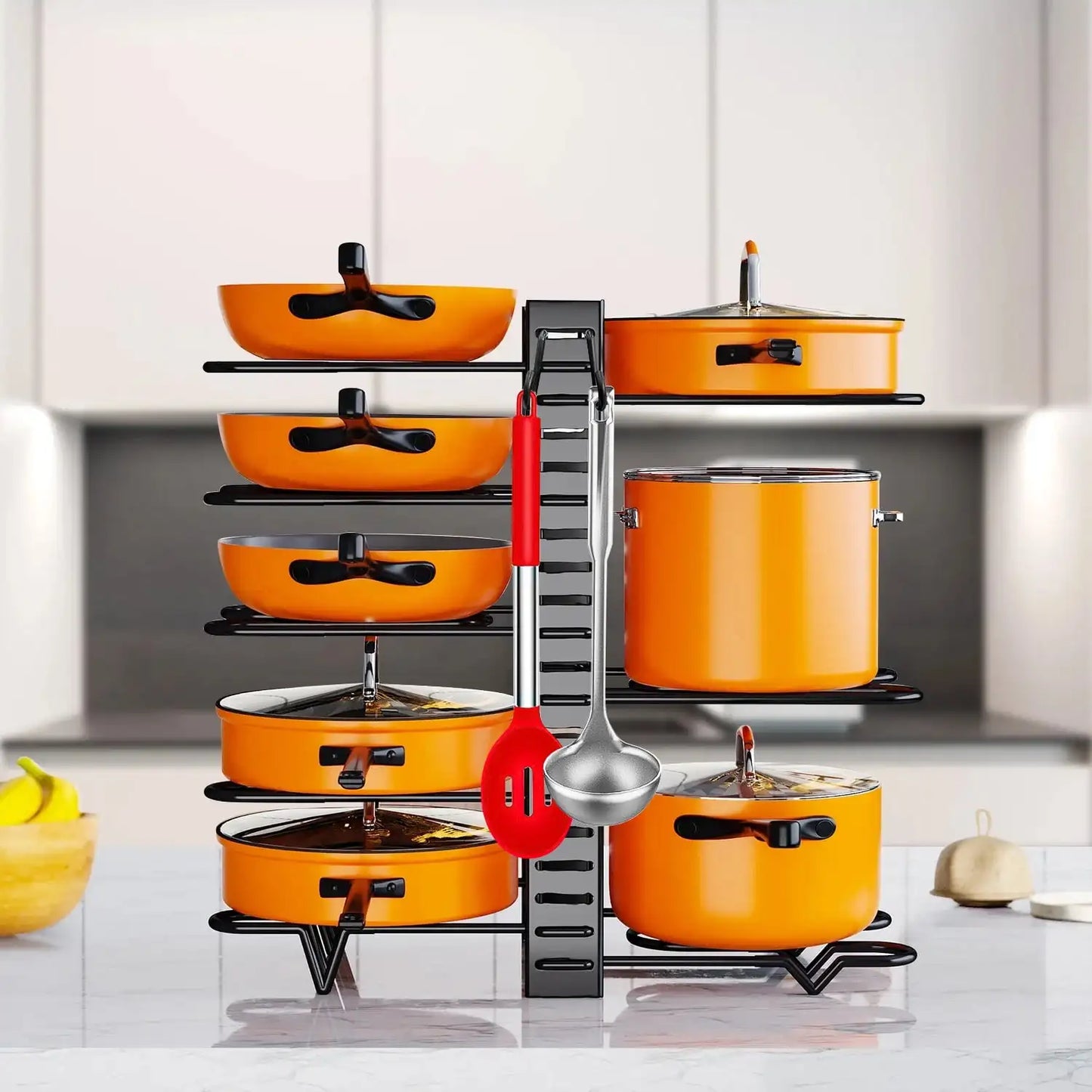 8-Tier Pot Organizer Rack for Kitchen Storage