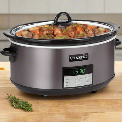 8Qt Programmable Slow Cooker with Auto Heat Black