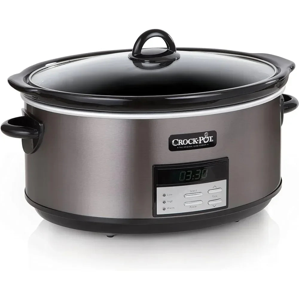8Qt Programmable Slow Cooker with Auto Heat Black