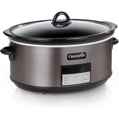8Qt Programmable Slow Cooker with Auto Heat Black