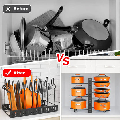 8-Tier Pot Organizer Rack for Kitchen Storage